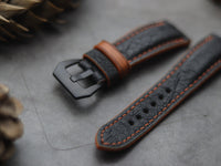 ITALIAN CHEVRE BLACK LEATHER (ORANGE ACCENT) - PADDED