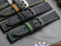 ITALIAN CHEVRE BLACK LEATHER (GREEN ACCENT)