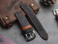 ITALIAN CHEVRE BLACK LEATHER (ORANGE ACCENT)