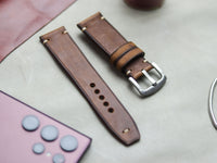 RUSTY BROWN HAND-CRAFTED WATCH STRAPS - MINIMAL STITCHED