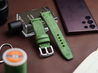 FOREST GREEN HAND-CRAFTED WATCH STRAPS - MINIMAL STITCHED