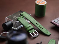 FOREST GREEN HAND-CRAFTED WATCH STRAPS - MINIMAL STITCHED