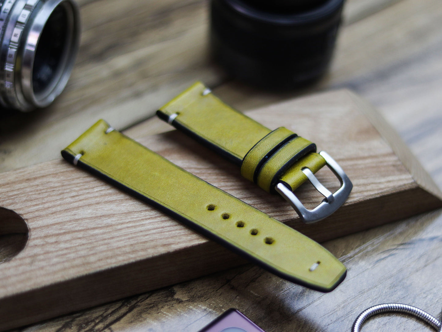 MUNSEL YELLOW HAND-CRAFTED WATCH STRAPS - MINIMAL STITCHED