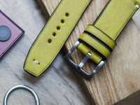 MUNSEL YELLOW HAND-CRAFTED WATCH STRAPS - MINIMAL STITCHED