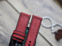 PRISMATIC RED HAND-CRAFTED WATCH STRAPS - BOX STITCHED