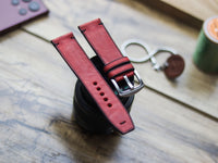 PRISMATIC RED HAND-CRAFTED WATCH STRAPS - MINIMAL STITCHED