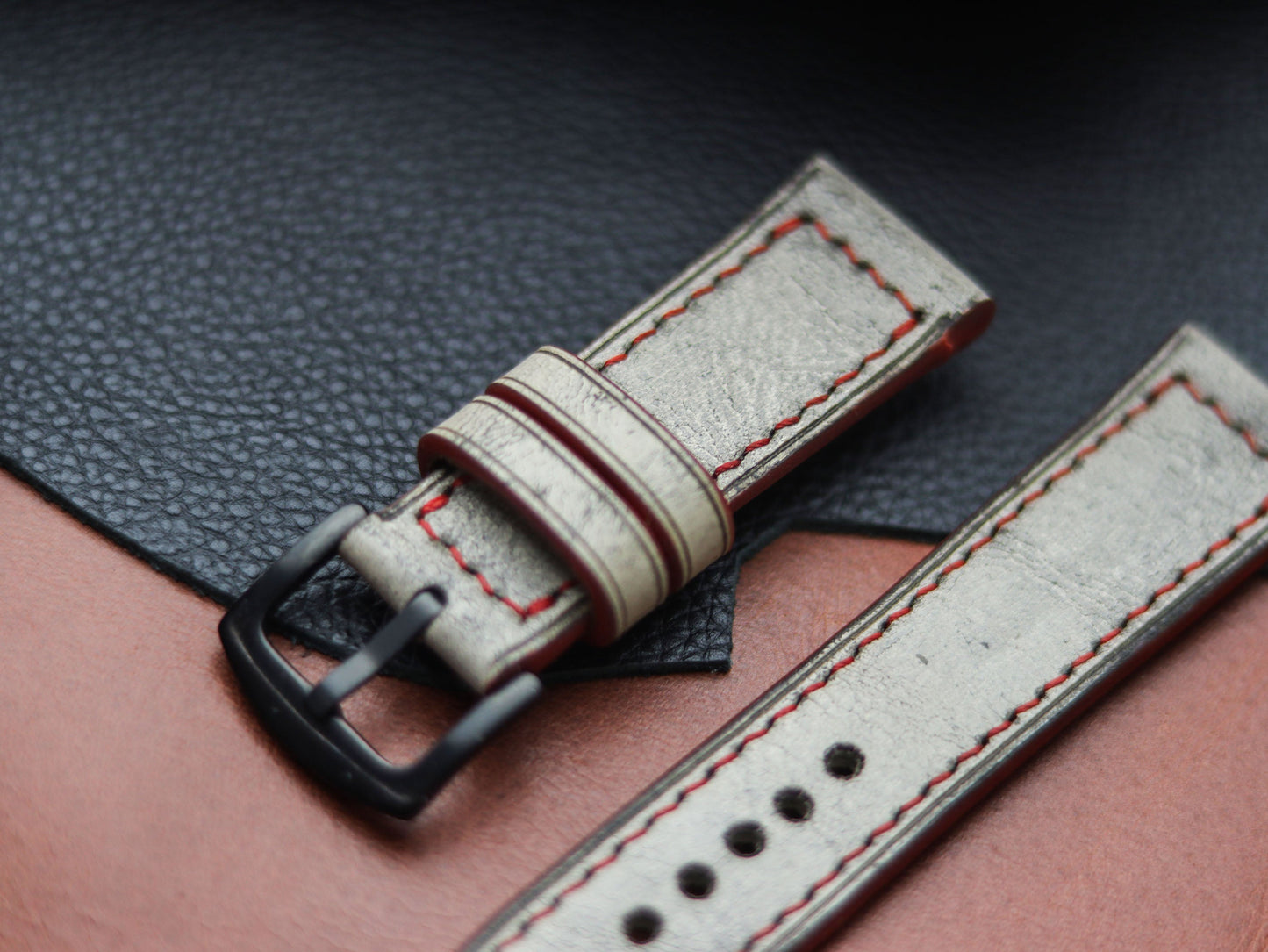 HARBOR GREY HAND-CRAFTED WATCH STRAPS - BOX STITCHED