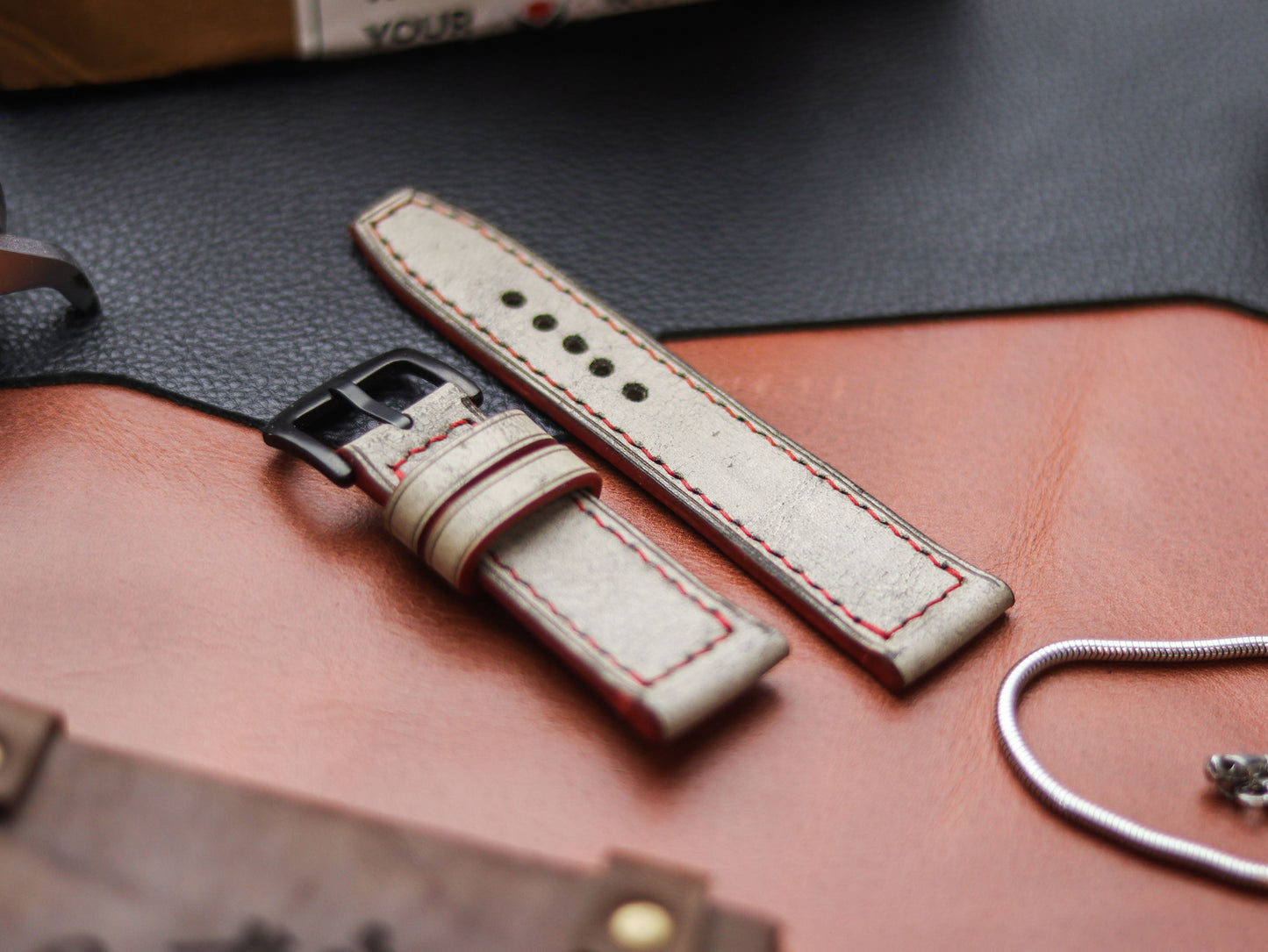 HARBOR GREY HAND-CRAFTED WATCH STRAPS - BOX STITCHED