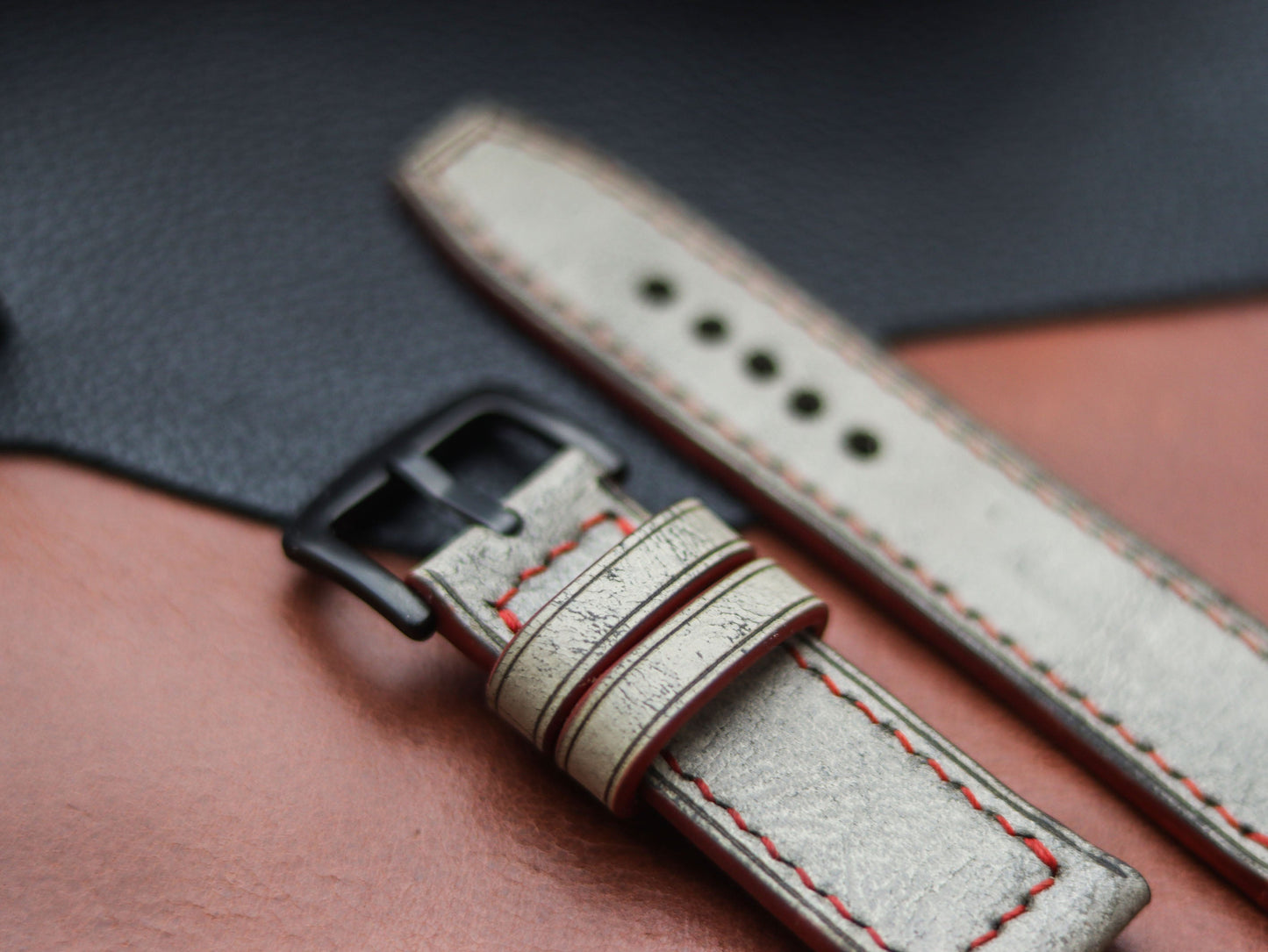 HARBOR GREY HAND-CRAFTED WATCH STRAPS - BOX STITCHED