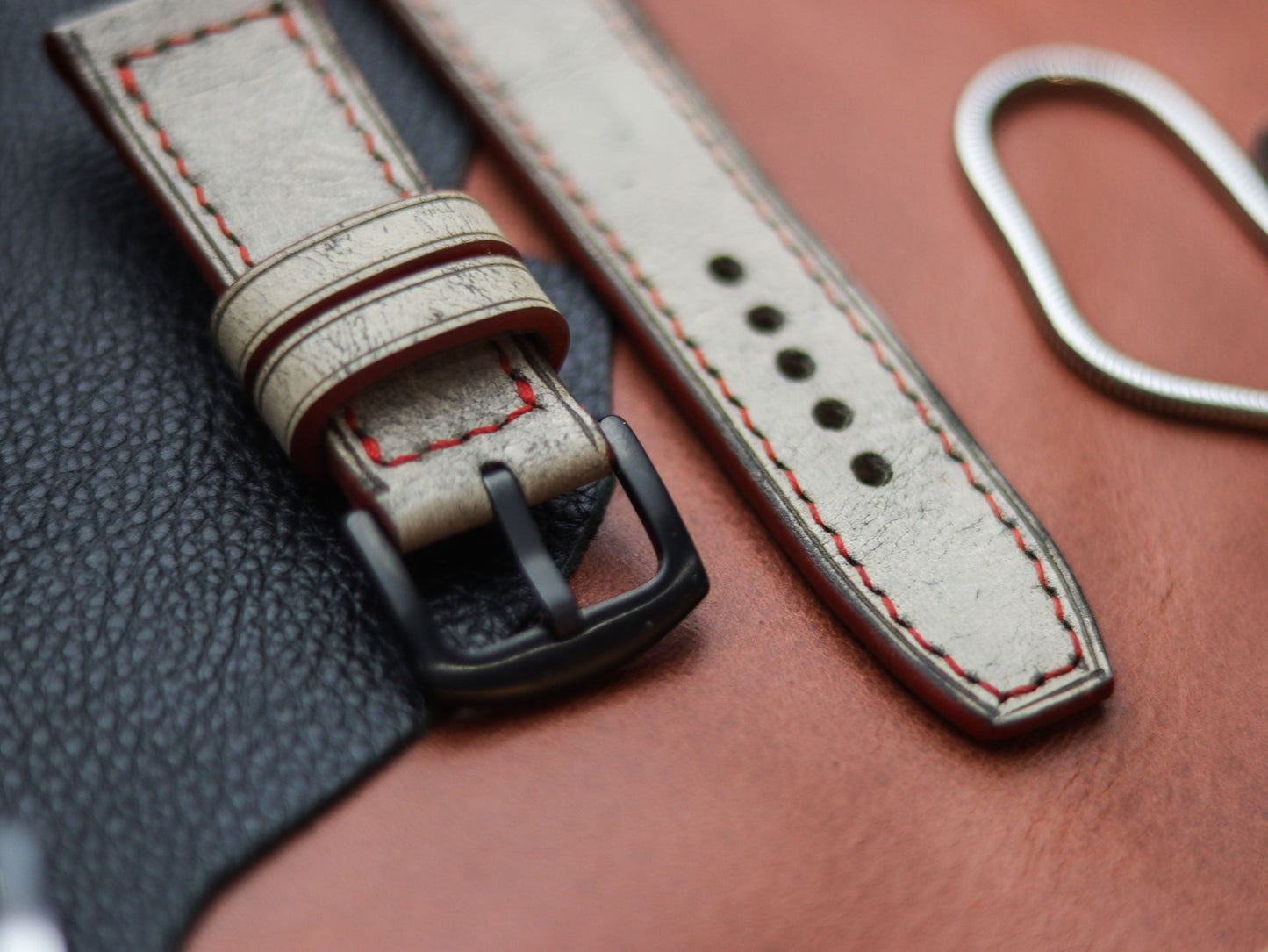 HARBOR GREY HAND-CRAFTED WATCH STRAPS - BOX STITCHED