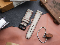 HARBOR GREY HAND-CRAFTED WATCH STRAPS - BOX STITCHED