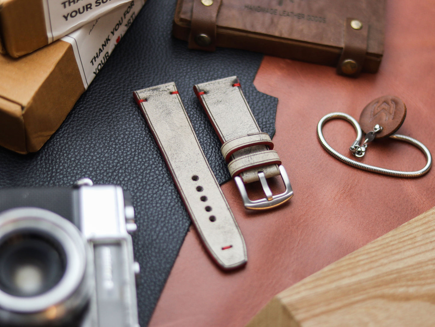 HARBOR GREY HAND-CRAFTED WATCH STRAPS - MINIMAL STITCHED