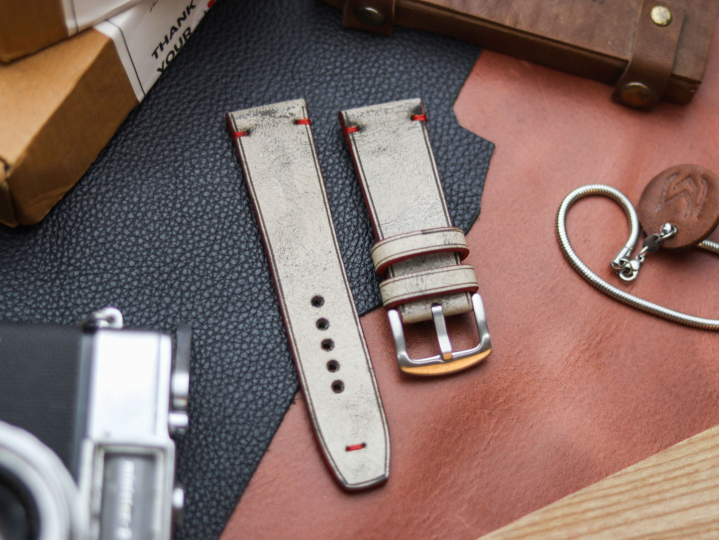 HARBOR GREY HAND-CRAFTED WATCH STRAPS - MINIMAL STITCHED