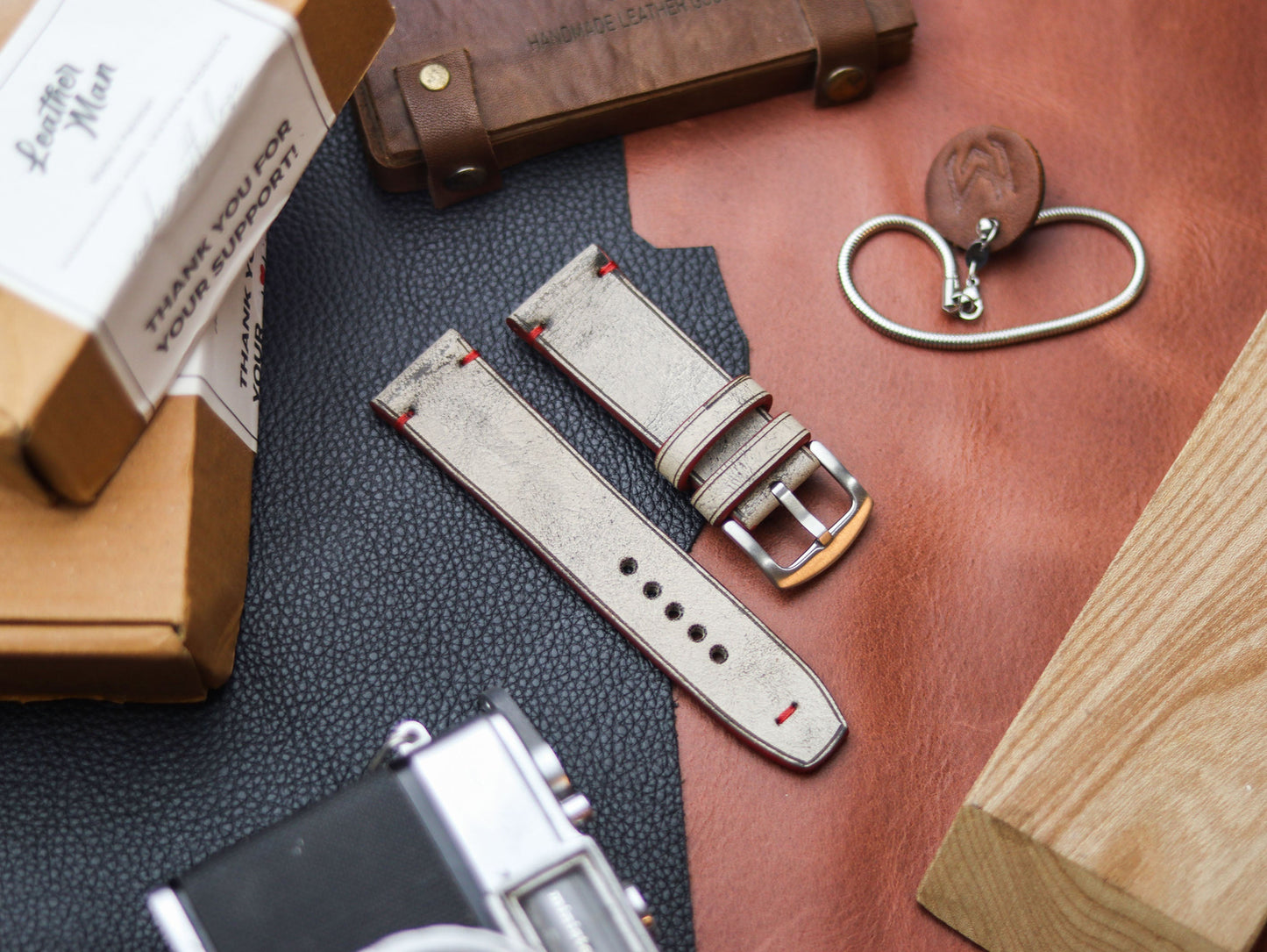 HARBOR GREY HAND-CRAFTED WATCH STRAPS - MINIMAL STITCHED