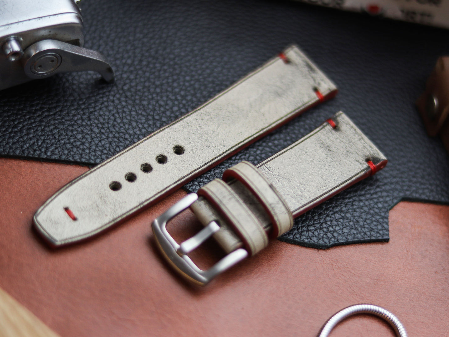 HARBOR GREY HAND-CRAFTED WATCH STRAPS - MINIMAL STITCHED