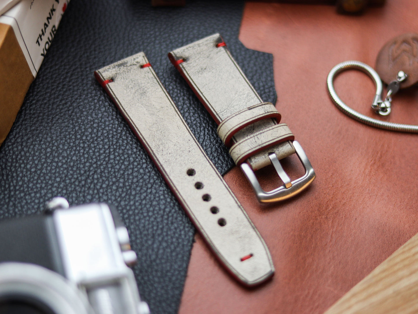 HARBOR GREY HAND-CRAFTED WATCH STRAPS - MINIMAL STITCHED