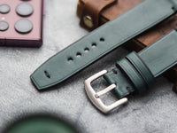 SACRAMENTO GREEN HAND-CRAFTED WATCH STRAPS - MINIMAL STITCHED