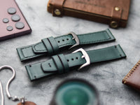 SACRAMENTO GREEN HAND-CRAFTED WATCH STRAPS - BOX STITCHED