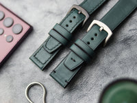 SACRAMENTO GREEN HAND-CRAFTED WATCH STRAPS - BOX STITCHED