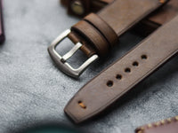 WOOD BROWN HAND-CRAFTED WATCH STRAPS - MINIMAL STITCHED