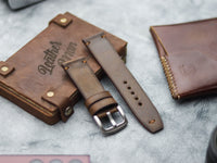 WOOD BROWN HAND-CRAFTED WATCH STRAPS - MINIMAL STITCHED