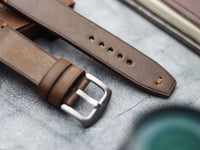 WOOD BROWN HAND-CRAFTED WATCH STRAPS - MINIMAL STITCHED