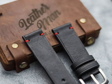 PHANTOM BLACK HAND-CRAFTED WATCH STRAPS - MINIMAL STITCHED