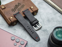 PHANTOM BLACK HAND-CRAFTED WATCH STRAPS - MINIMAL STITCHED