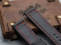 PHANTOM BLACK  HAND-CRAFTED WATCH STRAPS - BOX STITCHED