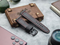 PHANTOM BLACK  HAND-CRAFTED WATCH STRAPS - BOX STITCHED