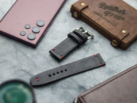 PHANTOM BLACK HAND-CRAFTED WATCH STRAPS - MINIMAL STITCHED