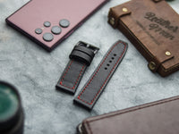 PHANTOM BLACK  HAND-CRAFTED WATCH STRAPS - BOX STITCHED