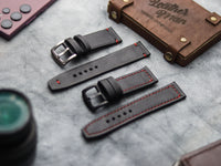 PHANTOM BLACK  HAND-CRAFTED WATCH STRAPS - BOX STITCHED