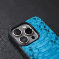 CERULEAN BLUE PYTHON SKIN PHONE CASE (CENTER SCALES)