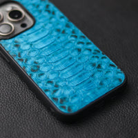 CERULEAN BLUE PYTHON SKIN PHONE CASE (CENTER SCALES)