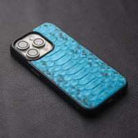 CERULEAN BLUE PYTHON SKIN PHONE CASE (CENTER SCALES)