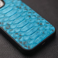 CERULEAN BLUE PYTHON SKIN PHONE CASE (CENTER SCALES)