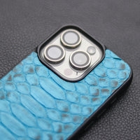 CERULEAN BLUE PYTHON SKIN PHONE CASE (CENTER SCALES)