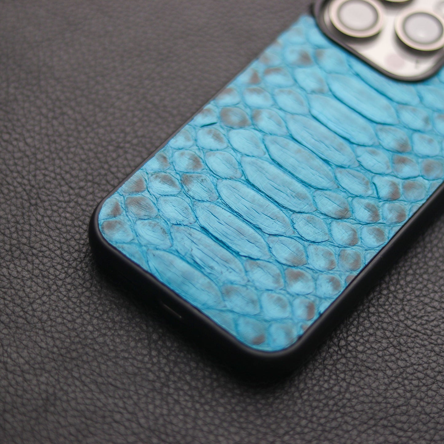 CERULEAN BLUE PYTHON SKIN PHONE CASE (CENTER SCALES)