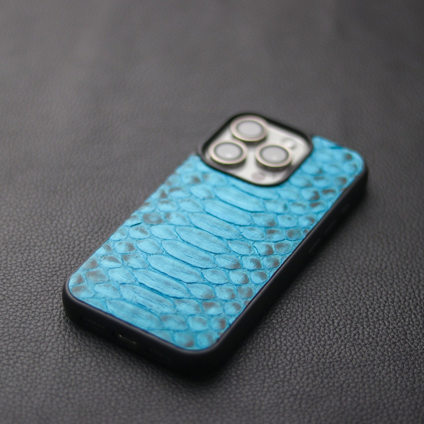 CERULEAN BLUE PYTHON SKIN PHONE CASE (CENTER SCALES)