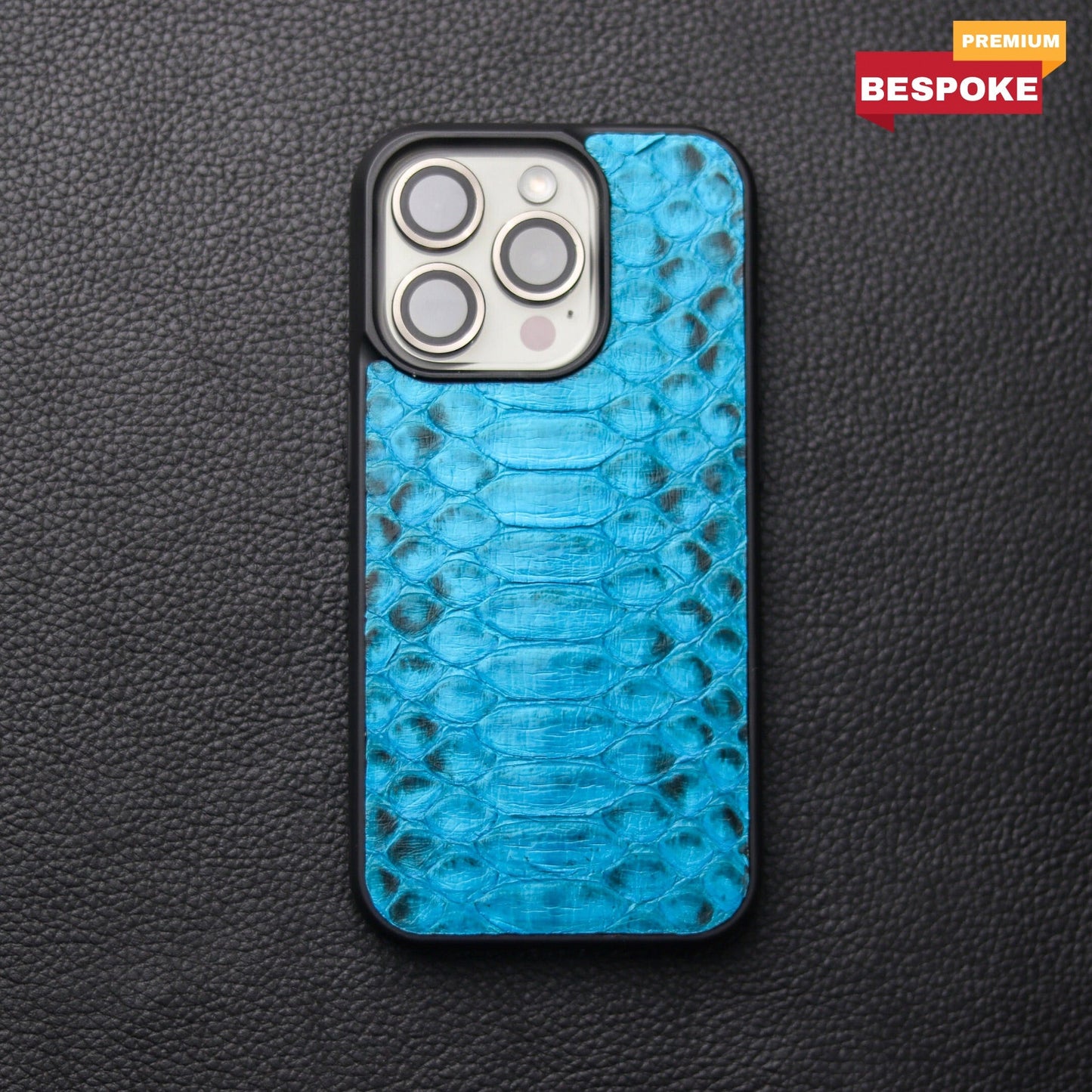 CERULEAN BLUE PYTHON SKIN PHONE CASE (CENTER SCALES)