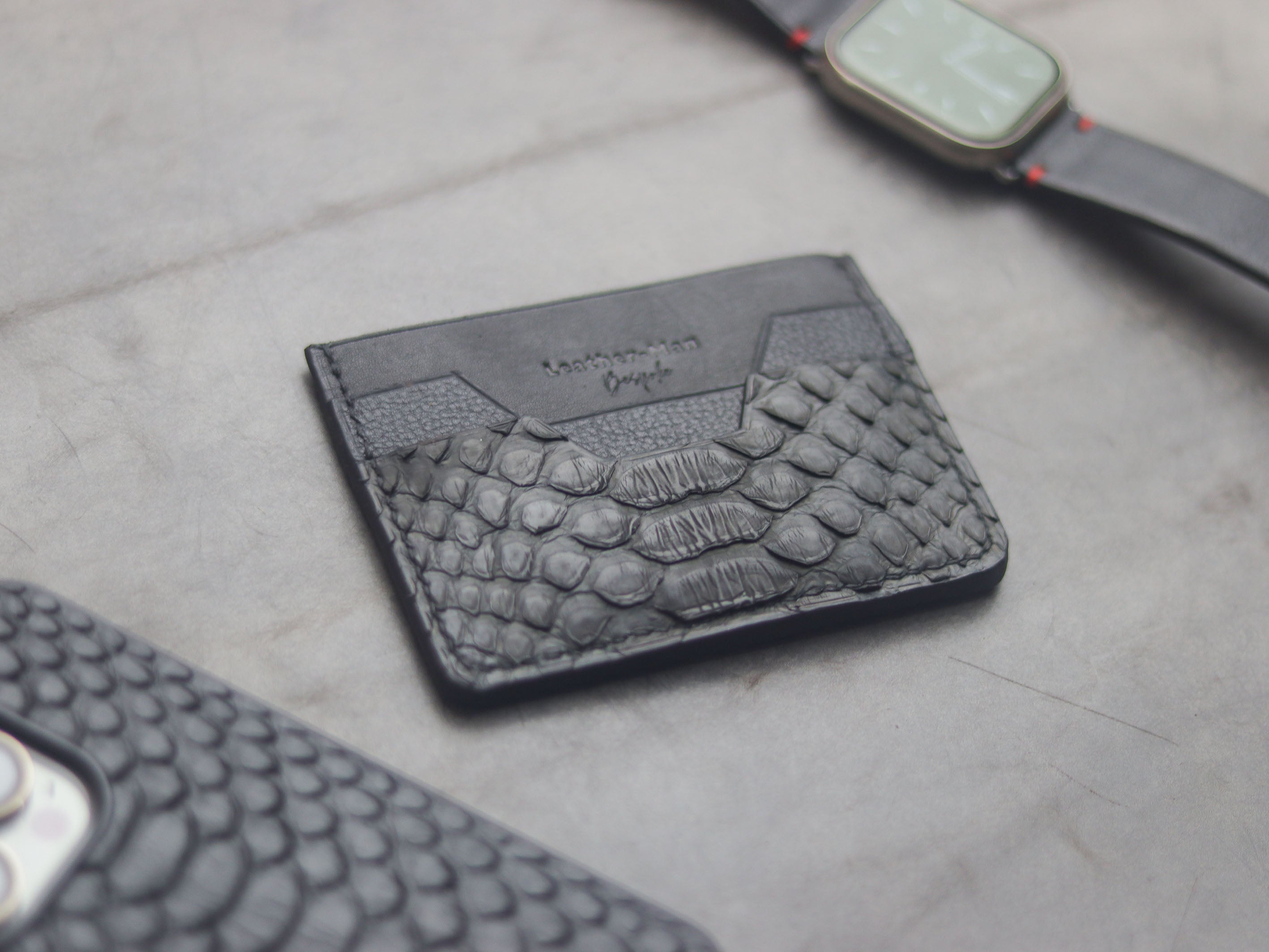 AUGUSTUS - MINIMAL WALLET RAVEN BLACK PYTHON SKIN