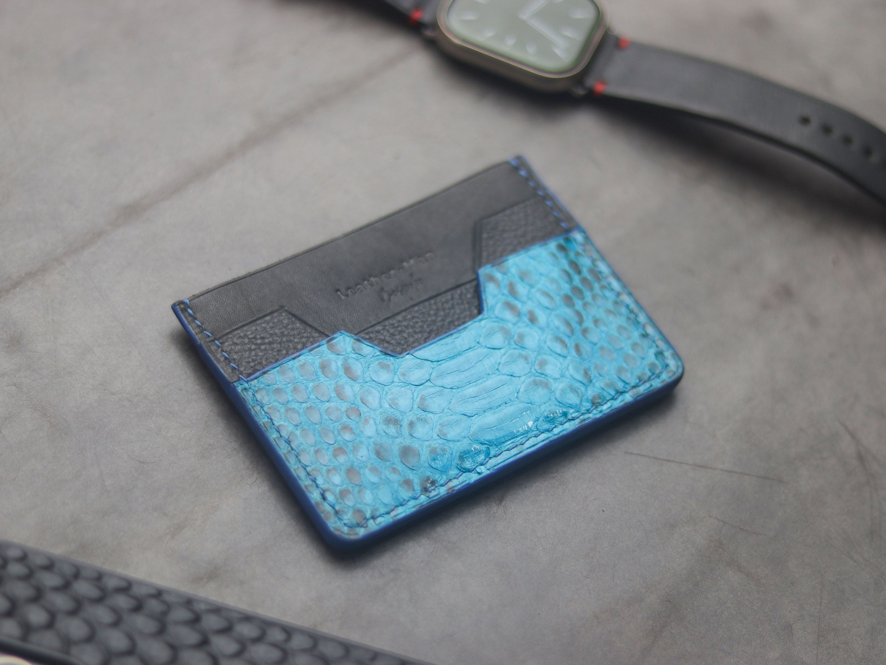 AUGUSTUS - MINIMAL WALLET CERULEAN BLUE PYTHON SKIN