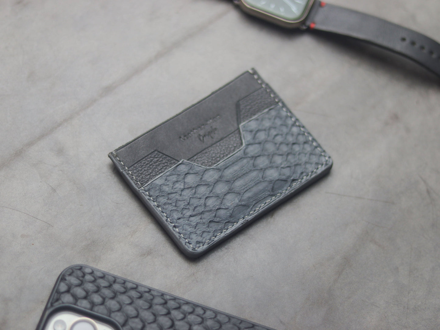 AUGUSTUS - MINIMAL WALLET SLATE GRAY PYTHON SKIN