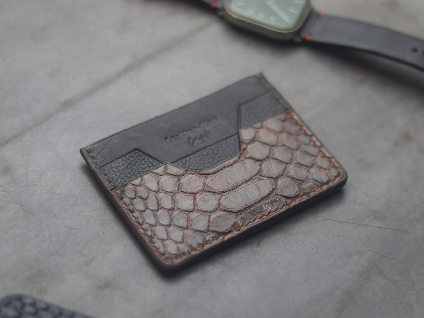 AUGUSTUS - MINIMAL WALLET PECAN BROWN PYTHON SKIN