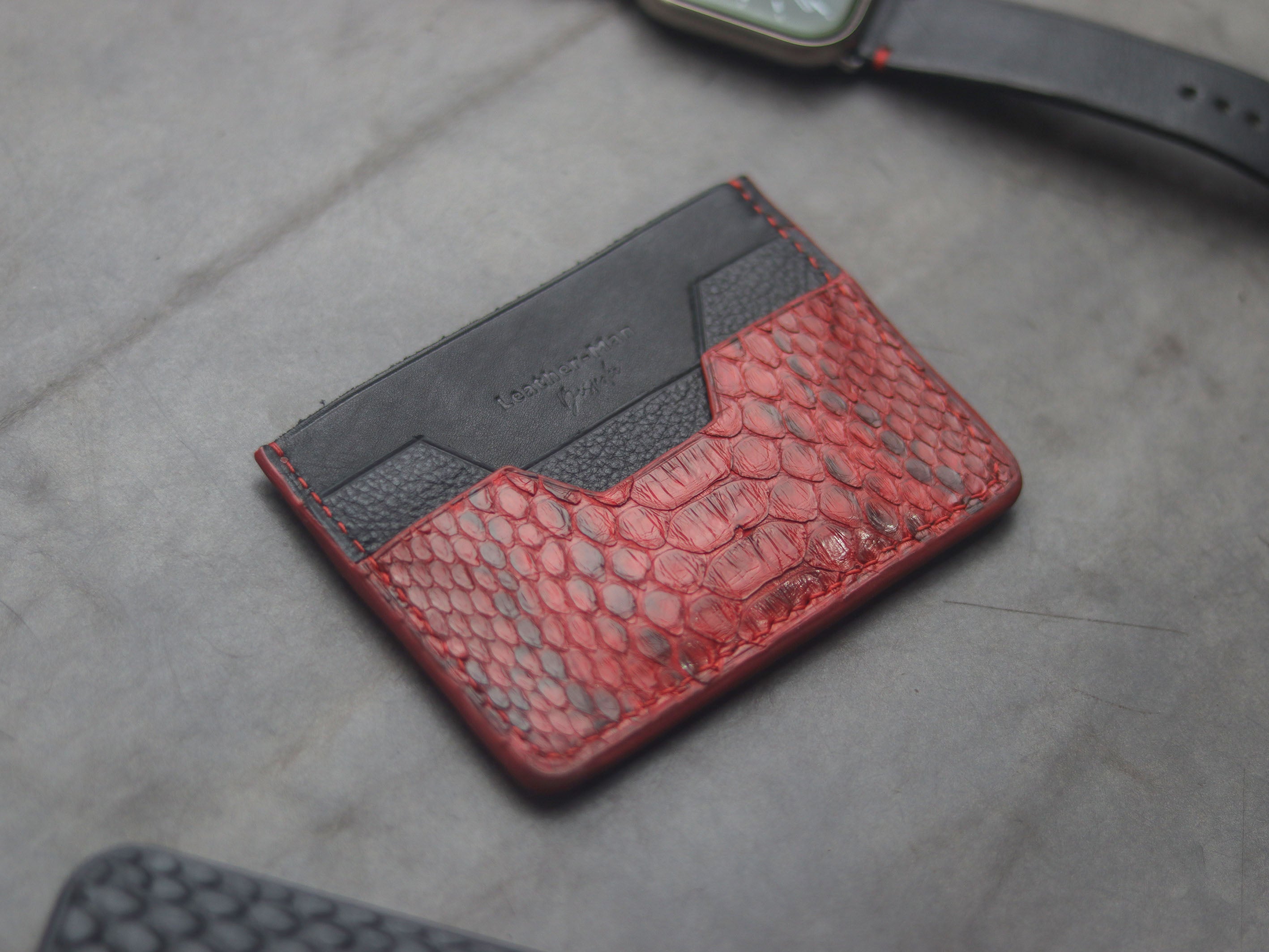 AUGUSTUS - MINIMAL WALLET VENETIAN RED PYTHON SKIN