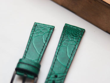 OSTRICH LEG SKIN WATCH STRAPS - EMERALD GREEN