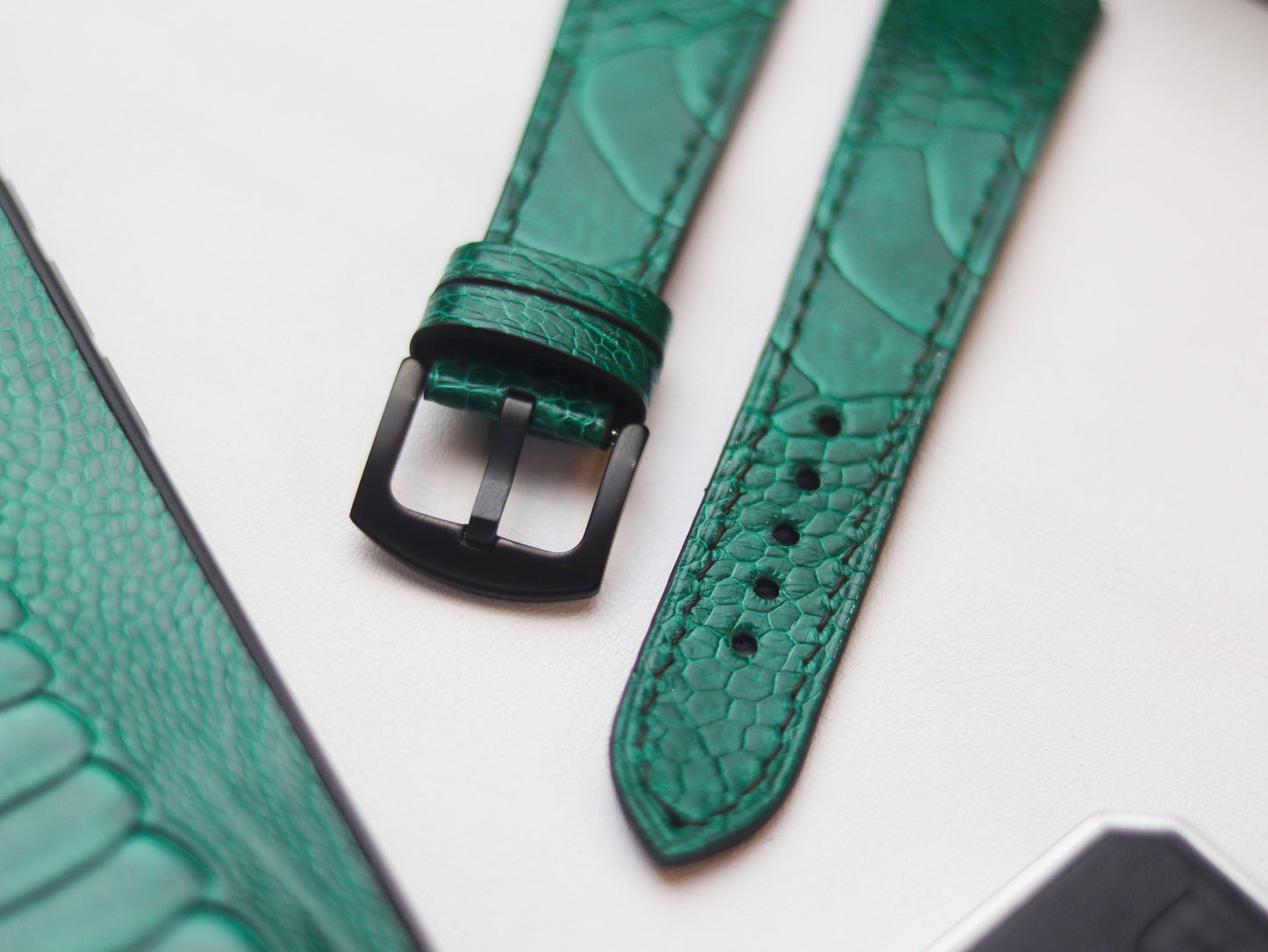 OSTRICH LEG SKIN WATCH STRAPS - EMERALD GREEN