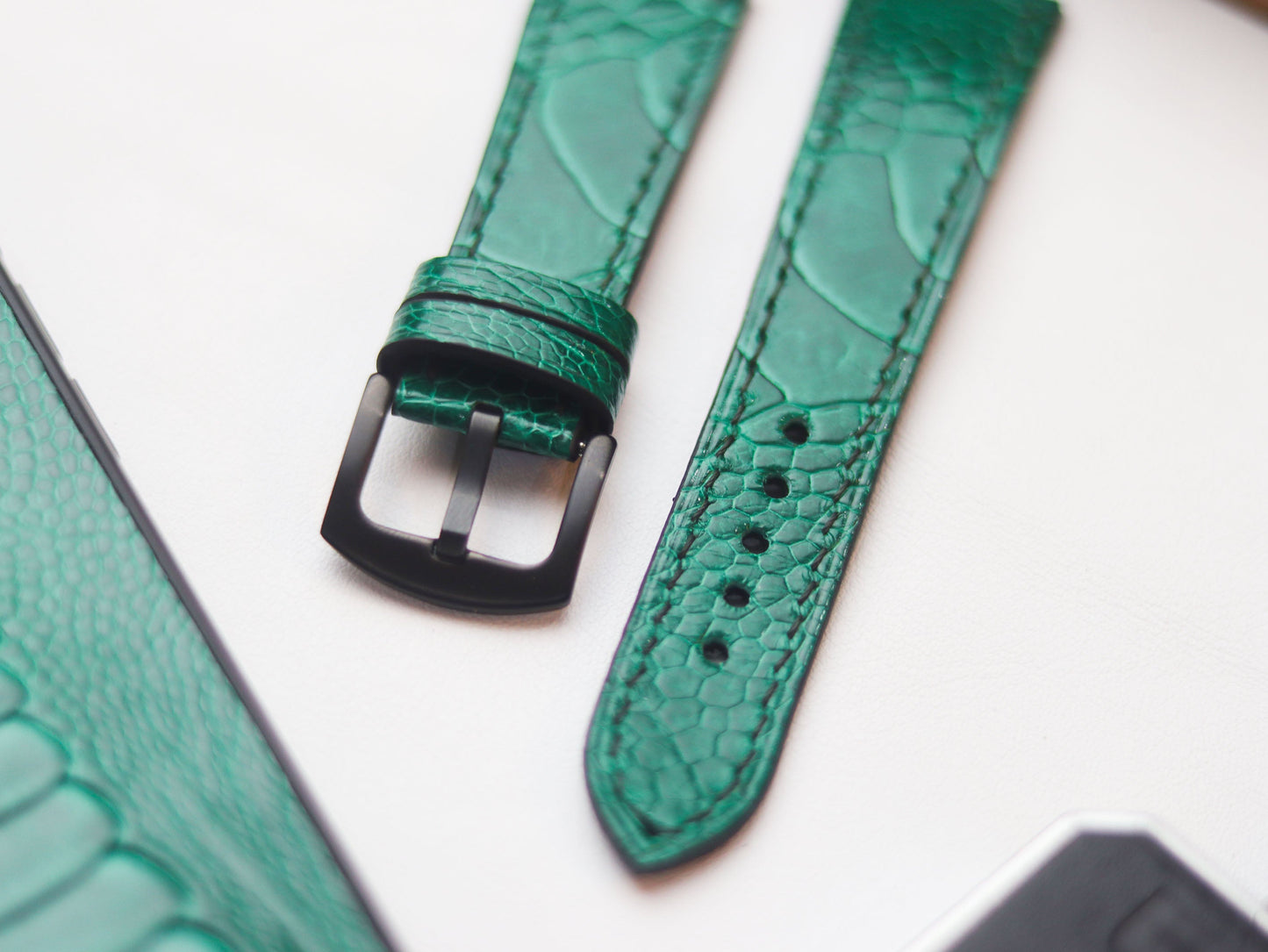 OSTRICH LEG SKIN WATCH STRAPS - EMERALD GREEN