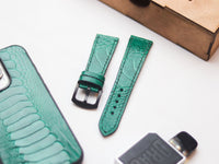 OSTRICH LEG SKIN WATCH STRAPS - EMERALD GREEN